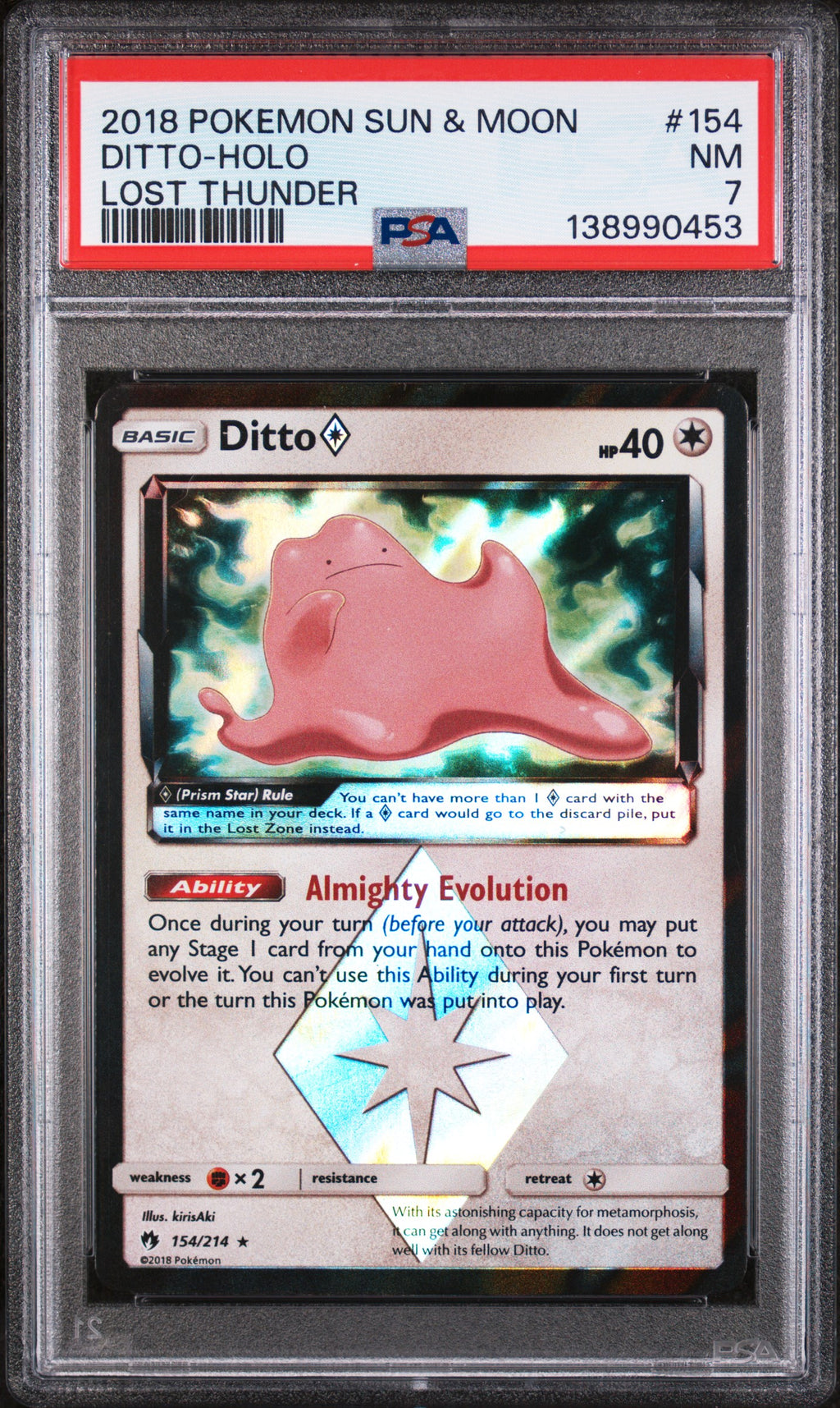 Ditto Prism Star 154/214 – Lost Thunder (2018) – PSA 7