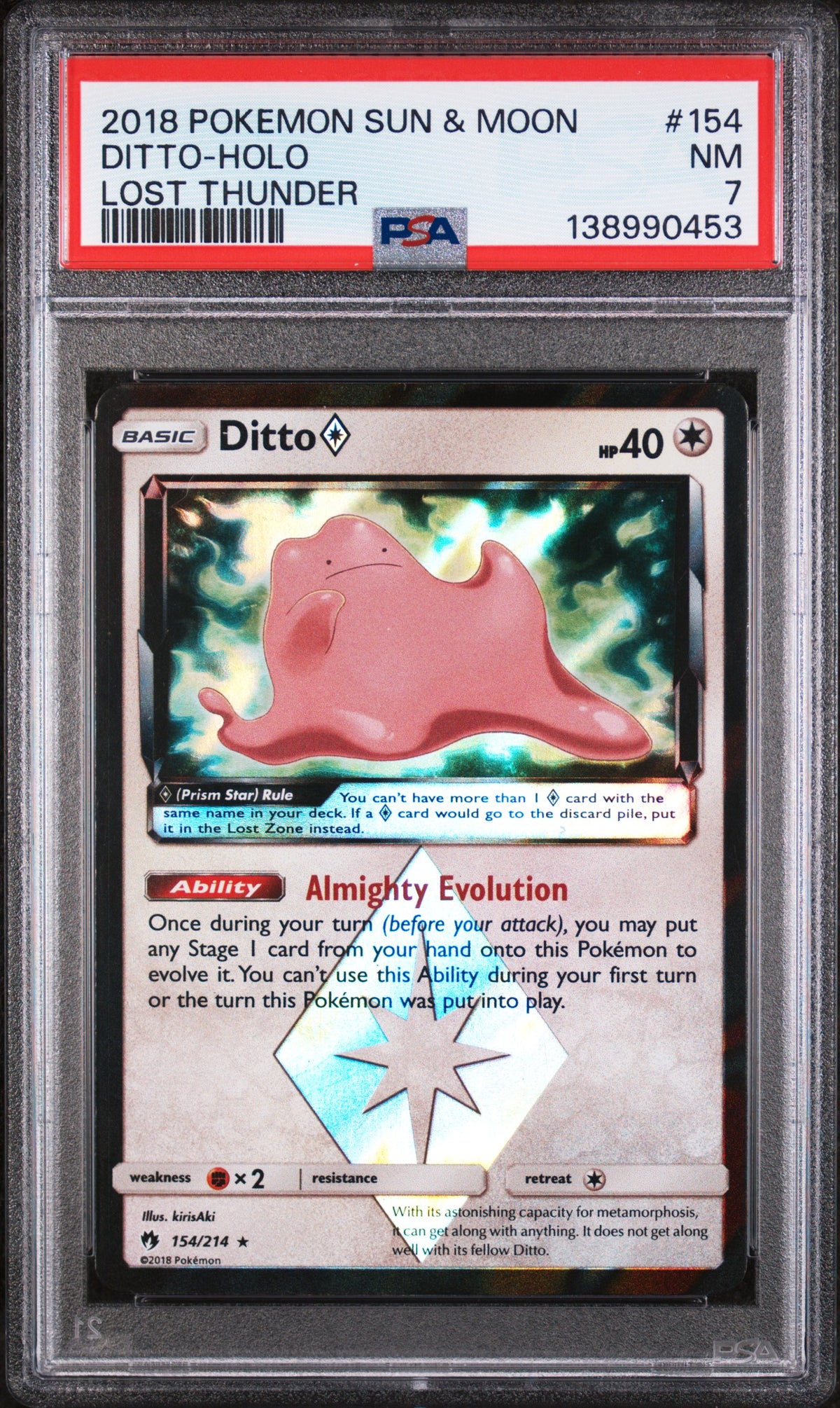 Ditto Prism Star 154/214 – Lost Thunder (2018) – PSA 7