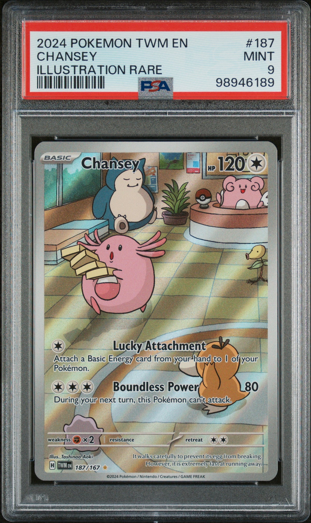 PSA 9 2024 Pokemon Twilight Masquerade #187 Chansey Illustration Rare