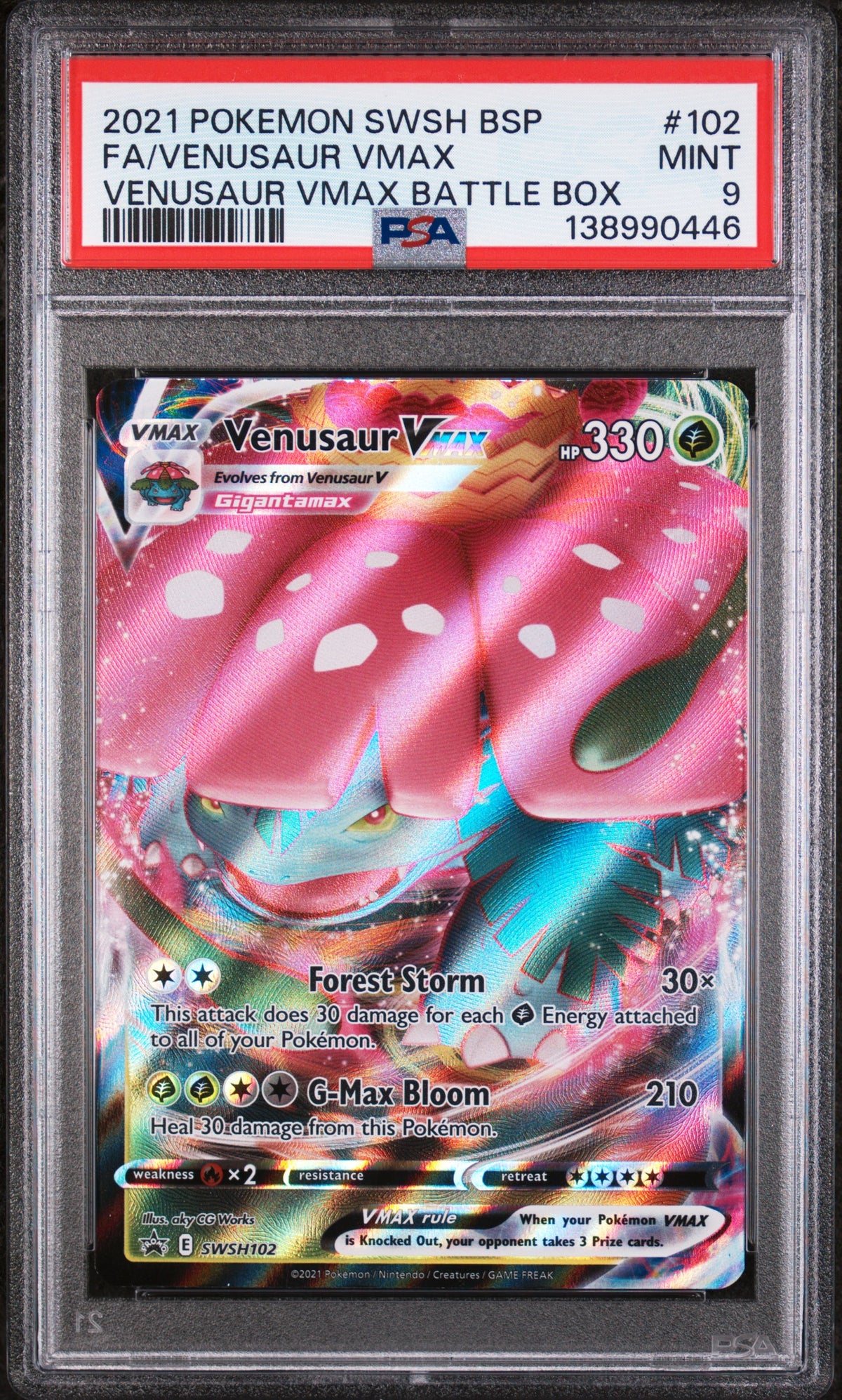 2021 Pokemon Swsh Black Star Promo #102 Vmax Venusaur Vmax Battle Box PSA 9