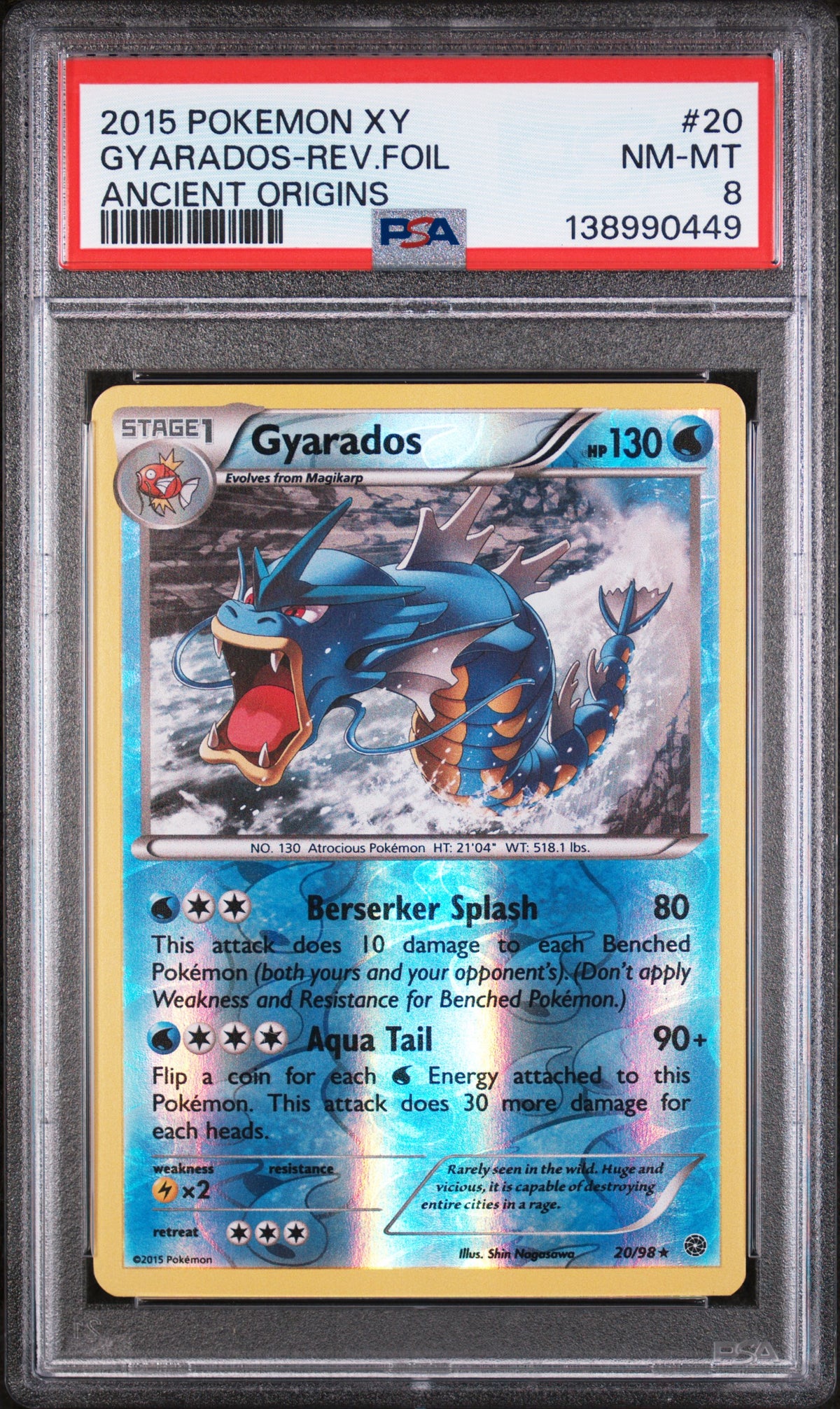 PSA 8 2015 Pokemon Xy Ancient Origins #20 Gyarados-Rev.Foil Ancient Origins