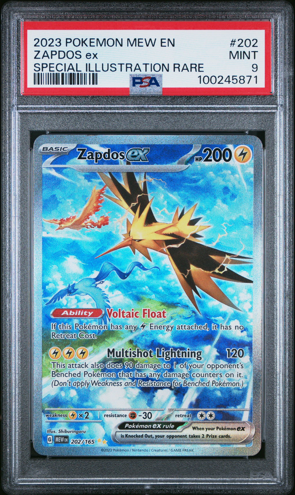 2023 Pokemon Mew En-151 #202 Zapdos Ex SIR Rare PSA 9