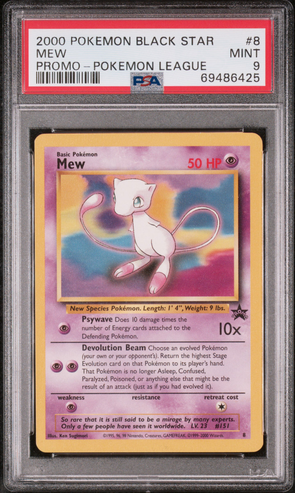 2000 Pokemon Promo Black Star #8 Mew Promo-Pokemon League PSA 9