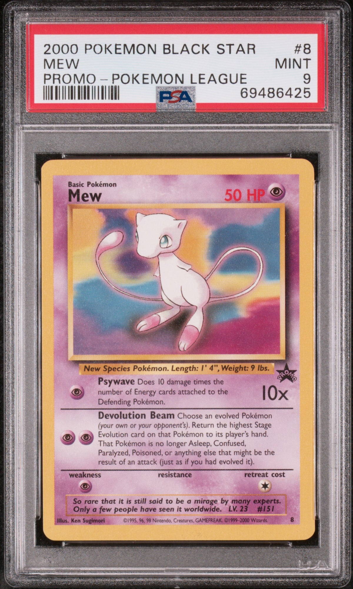 2000 Pokemon Promo Black Star #8 Mew Promo-Pokemon League PSA 9