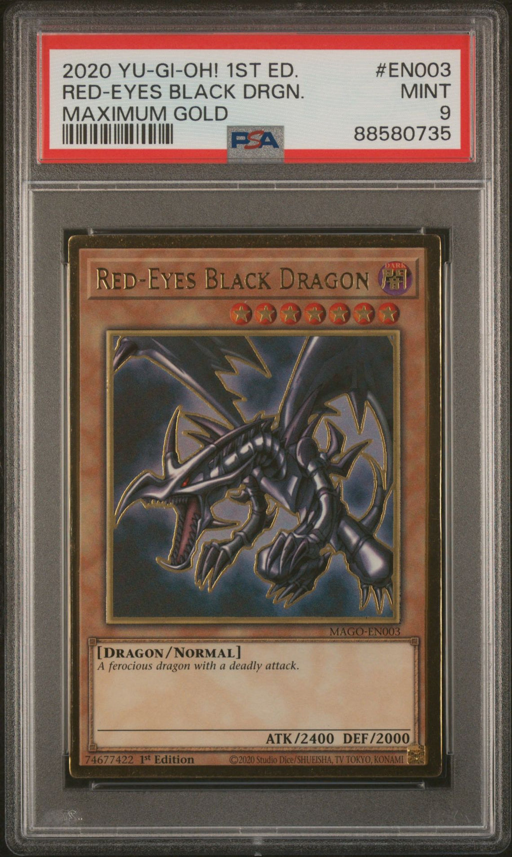 Red-Eyes Black Dragon PSA 9 EN003 2020 Maximum Gold 1st Edition - Cert 88580735