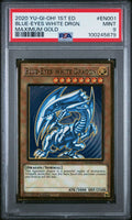 Front of Blue-Eyes White Dragon Maximum Gold 1st Edition PSA 9 Mint slab, certification 100245879